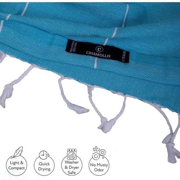 39x71 Turkish Beach Towel, Prewashed, 100% Cotton, Soft, Absorbent, Quick Dry - Picture 6 of 8